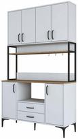 Daugiafunkcinė virtuvės spinta Kalune Design JE169-3400, balta sp./riešuto sp., 40 cm x 120 cm x 198.6 cm