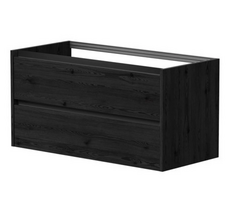 Apatinė spintelė po praustuvu KAME City, BU/10-3DR/1P2, juodi profiliai, 100 cm, Juodas ąžuolas