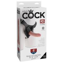 King Cock strap-on dildo kūno spalvos 14 cm su dirželiais