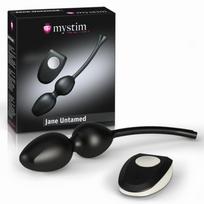 Vibratorius Mystim Jane Untamed geišos kamuoliukai, nuotolinis valdymas, juodas