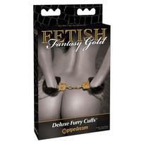 Fetish Fantasy Gold auksinės spalvos pūkuoti rankų antrankiai