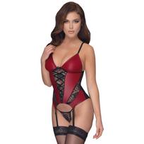 Matinis korseto tipo palaidinukas S raudonas/juodos Cottelli lingerie