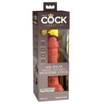 Dildo King Cock Elite, vibruojantis, dvigubo tankio silikono, kūno spalvos, 17,8 cm, 10 režimų