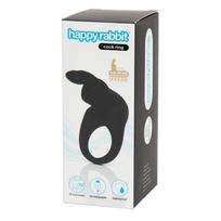 EREKCIJOS ŽIEDAS su klitorio stimuliatoriumi juodas HAPPY RABBIT