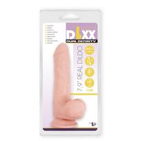 Dildo dvigubo tankio Mr. Dixx, 20 cm, lankstus, kūno spalvos, su siurbtuku