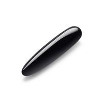 Kristalinis dildo le WAND Crystal Slim Wand Black Obsidian su silikoniniu žiedu