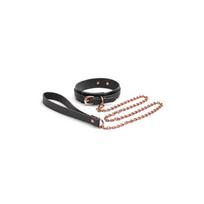 BDSM antkaklis su pavadėliu Bondage Couture, reguliuojamas, juodas
