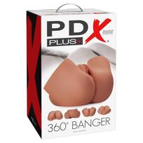 Realistinis masturbatorius su dviem angomis PDX Plus 360° Banger Tan