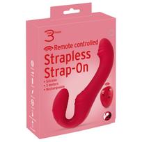 You2Toys Triple Teaser vibruojantis be dirželių strap-on su nuotolinio valdymo pulteliu raudonas
