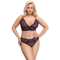 Apatinio trikotažo komplektas Cottelli CURVES - violetinis, nėriniuotas, 3XL