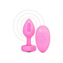 B-Vibe vibruojantis širdies formos analinis kaištis S/M rožinis