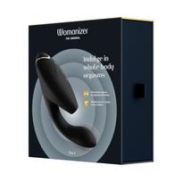 Vibratorius Womanizer Duo 2, oro pulsatorius ir G taško stimuliacija, juodas, 20,3 cm