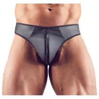 Stringai vyrams Svenjoyment, juodi, neopreno išvaizdos, su užtrauktuku, 2XL