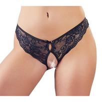Cottelli Lingerie nėriniuotos atviru tarpu XL kelnaitės juodos