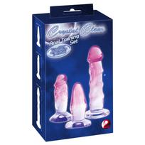 Analinių dildo rinkinys Crystal Anal Training, 3 vnt., lankstūs, skirtingų dydžių