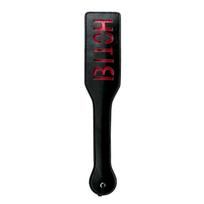 BDSM pliaukštelėjimo mentelė EasyToys Bitch, juoda, dirbtinė oda, metalas, 32,5 cm