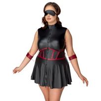 Mini suknelė Cottelli BONDAGE XL su rankų antrankiais ir kauke, juoda/raudona
