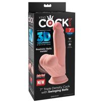 King Cock trijų tankių dildo su judančiais sėklidėmis 21,5 cm