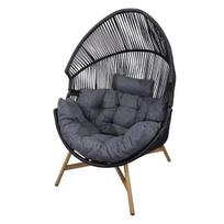 Besk Sodo kėdė 9137864, 100cm, 98cm, 142cm, juoda/pilka spalva, rotangas, metalinis rėmas, 1 vieta, 1 pagalvė