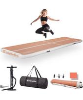 Pripučiamas mankštos kilimėlis inSPORTline Airstunt 400 x 100 x 10 cm Mocha Mousse su rankine pompa