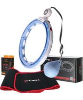 SET HULA HOOP MAGNETIC BLUE HHM15 WITH WEIGHT + COUNTER HMS + WAIST SUPPORT BR163 RED