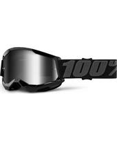 Vaikiški motokroso akiniai 100% Strata 2 Youth Mirror - Juoda