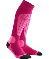 Moteriškos kompresinės slidinėjimo kojinės CEP Thermo - Pink/Fluo Pink