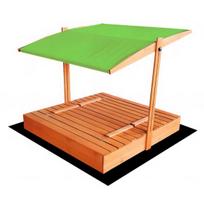 Impregnuota smėlio dėžė HATIS, 120x120 cm, su žaliu stogeliu ir 250 kg smėlio