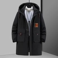 Men's Winter Thickened Mid-Length Oversized Jacket with Hood Design for Warmth 10XL