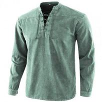 Men Knight Medieval Tunic Vintage Lace Up Renaissance Roman Shirts Halloween Costume for Adult Viking Pirate Cosplay for Dating S žalia