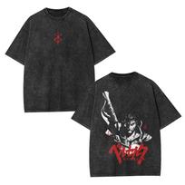 Berserk Baggy T-shirt Washed Oversized Cotton Anime Two Sided Print Men Women Short Sleeve Retro Streetwear Cotton Female Male Clothing L