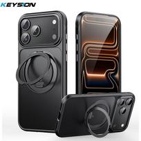 KEYSION N52 Magnetic 360° Ring Stand Case for MagSafe for iPhone 17 Pro Max 17 Air Matte Transparent Shockproof Phone Back Cover for iPhone 17 juoda