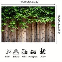 1 bamboo wall background with lush green leaves - multi-functional suitable for home decoration, birthdays, and anniversaries 100x150cm
