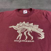 Vintage 80s 90s Stegosaurus Dinosaur Skeleton Fossil Art Museum Kids T Shirt XL