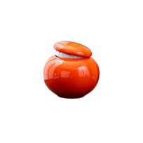 Sub-bottling Tea Storage Jar Empty Tea Box Cute Color Glaze Ceramic Jars  Powder Orange-Round2