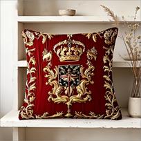 Dvipusis Karališkos Karūnos Pagalvės Užvalkalas Raudonas Barokinis Auksinis Emblemų Spaudinys Pagalvės Dėklas Sofai Svetainei Europos Namų Dekoras Linen 18*18(CM)-1Pcs black