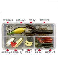 Žvejybos masalų rinkinys Minkšto ir kieto masalo rinkinys Įrankių sluoksnis Minnow Metalinis Jig Šaukštas Bass Pike Crank Tackle Priedai su dėžute 18Pcs