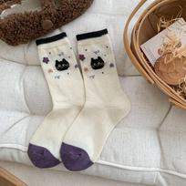 Warm Wool Socks, Mid-Leg Socks, Seasonal Thickened Fleece, Cute Cats, Cartoon Winter Stockings One size fits all