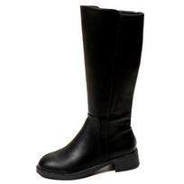 Women Round Toe Mid-calf Boots Side Zipper Mid-heel Long Boots for Daily Office Nightclub Evening Party Pub Banquet Gathering 36