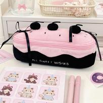 Creative Cake Cherry Pen Bag Heart Embroidered Kawaii Pencil Case Large Capacity Stuffed Pencil Pouch School Supplies