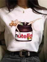 New Nutella Print T Shirt Women 90s Harajuku Kawaii  Fashion T-shirt Graphic Cute Cartoon Tshirt Korean Style Top Tees Female S