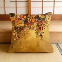 Gustav Klimt Style Floral Pillow Cover Art Print Boho Vintage Cushion Case For Sofa Bed Couch Elegant Artistic Home Decor Peach skin 18*18(CM)-1Pcs