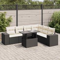 Vidaxl 7-Cz. Garden Lounge Set, With Cushions, Black