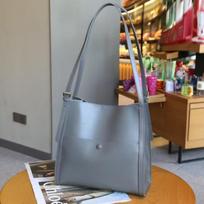 Tote Bag Large-capacity Genuine Leather Women's Bag Cowhide Single-shoulder Bag Bucket Bag One Size pilka spalva