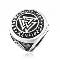 Viking Compass Ring For Men Norse Rune Stainless Steel Biker Jewelry Punk Fashion Gift Ring Size 7-13 10 black
