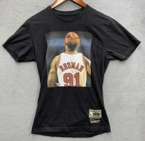Mitchell & Ness RODMAN 91 Graphic Tee T-Shirt Men's Size Small Black Crew Neck L gray