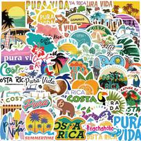50 vnt. Kosta Rikos Pura Vida grafiti lipdukų „pasidaryk pats“ nešiojamam kompiuteriui, telefonui, motociklui, riedlentei, šalmui, automobilio dekoravimui