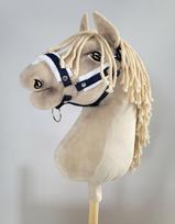 Hobby Horse A3 Navy Blue Adjustable Horse Halter with White Fur
