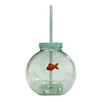 Fish Bowl Bottle with Straw, Plastic Fishbowl Tumblers with Lids, Unbreakable Ornament Cups for Drinks Summer Drink, Fashioned Table Goldfish Bowl 1pc white
