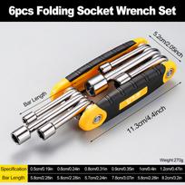 Hexagonal 6 in 1 Socket Wrench Multifunction High Hardness Folding Socket Wrench Cr-V Portable Screwdriver Wrench Household juoda